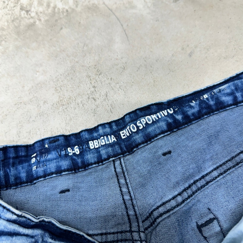V19.69 Italia Abbigliamento Jeans Blue Acid Wash Distressed Zip Detail W36 L30 - Picture 8 of 12